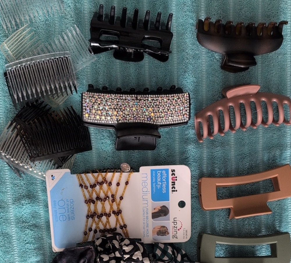 Assorted Hair Clip Set with Black Rhinestone Jaw Clip